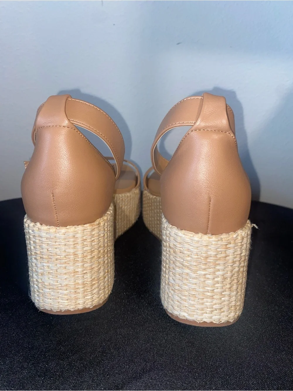 DV Tan Woven Platform Espadrille Sandals with Ankle Straps
